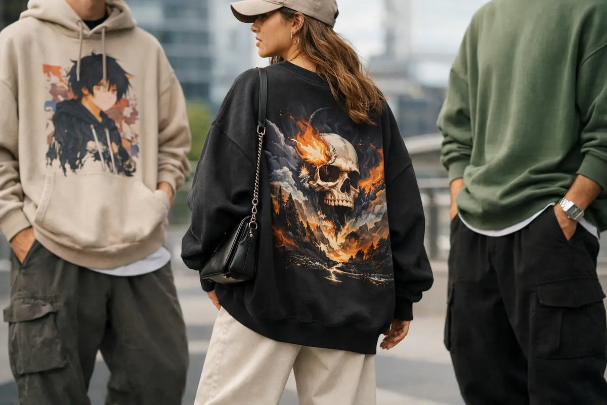 Cómo combinar polerón gráfico oversized